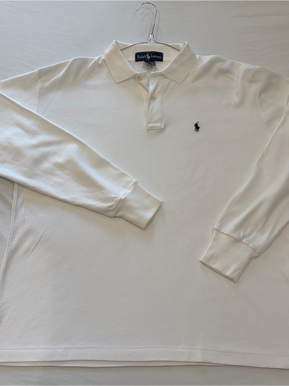 adidas White Long-Sleeve Polo Shirt